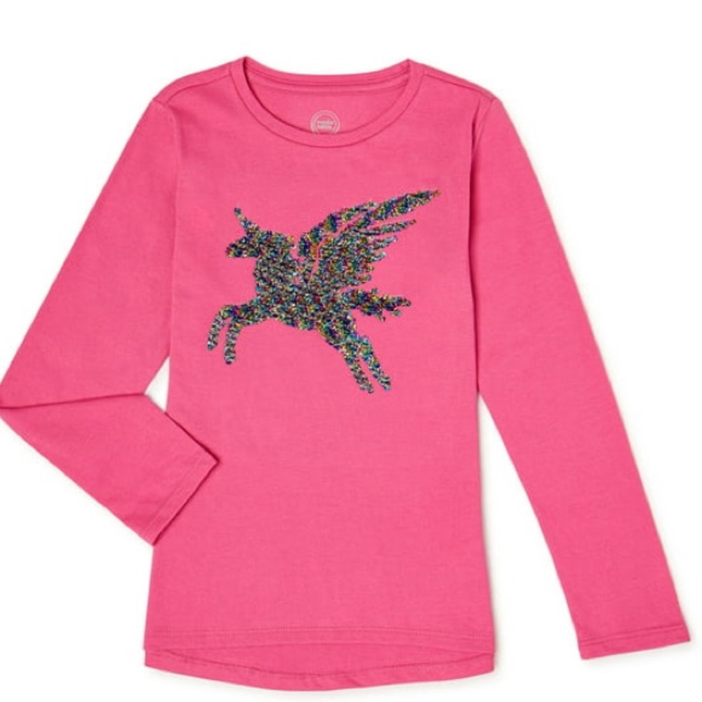 Wonder Nation Girls Long Sleeve Emblem T-Shirt